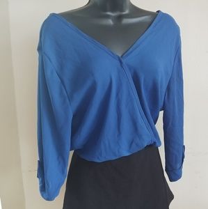 Women Cobalt Blue and Black Romper